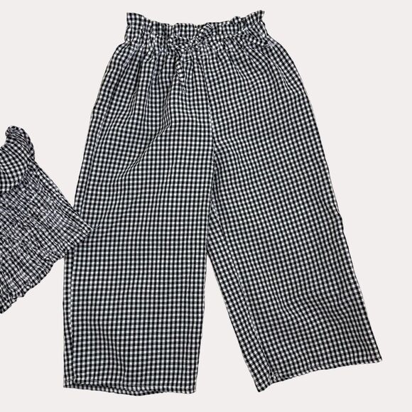 Love Squared Girls Smocked Crop Top Pants Set Gingham Check Ruffle 7 - Picture 3 of 7